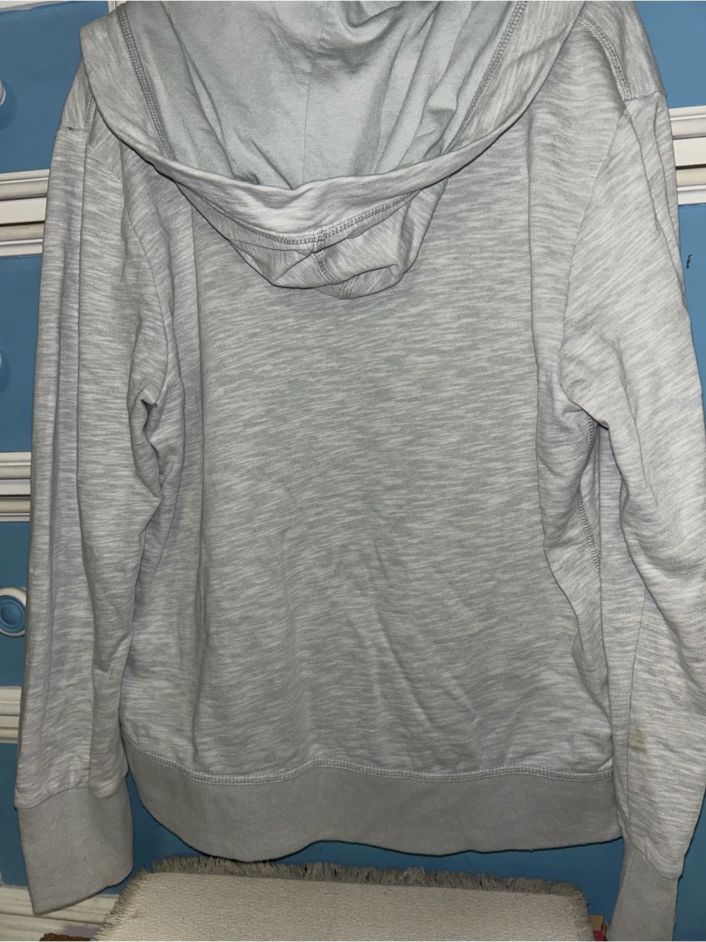 Tommy Hilfiger Light Gray Hoodie with Navy Numbering and Red-White-Blue Trim - Picture 8 of 8